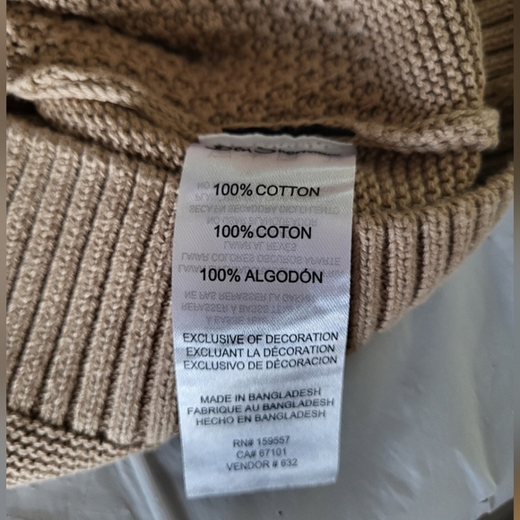 NEW Ben Sherman Men Tan Crewneck Cable-Knit Sweater, Size Small - Picture 5 of 5